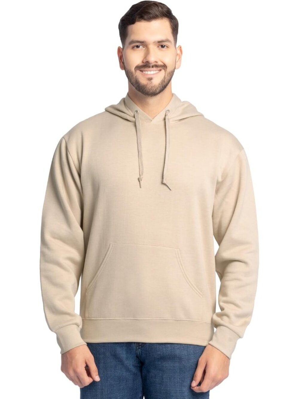 Men's Khaki Heather Ever Soft Moisture Wicking Fleece Pullover Hooded Sweatshirt